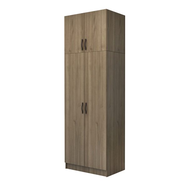 Ντουλάπα ρούχων Vivian Megapap δίφυλλη με πατάρι χρώμα καρυδί 80x51,8x240εκ.