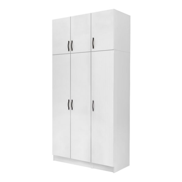 Ντουλάπα ρούχων Vivian Megapap τρίφυλλη με πατάρι χρώμα λευκό 120x51,8x240εκ.