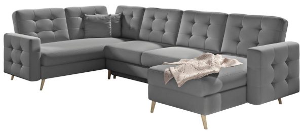 Γωνιακός καναπές Amelion Plus-Γκρι δέρμα