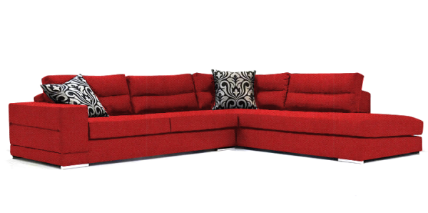 Γωνιακός καναπές Caza-Αριστερή-280φ 220β-Κόκκινο