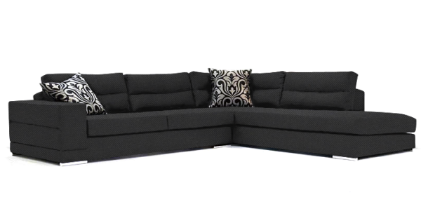 Γωνιακός καναπές Caza-Αριστερή-280φ 220β-Μαύρο