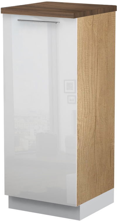 Επιδαπέδιο ντουλάπι ψηλό Raval K14-60-1KF-Φυσικό - Λευκό γυαλιστερό