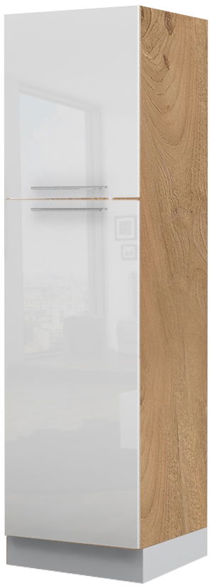 Επιδαπέδιο ντουλάπι ψηλό Raval K21-60-2KF-Καρυδί - Λευκό γυαλιστερό