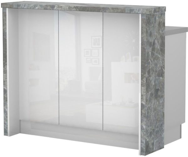 Πάγκος νησίδας Raval-Μήκος: 120 εκ.-Λευκό γυαλιστερό-Siena Marble