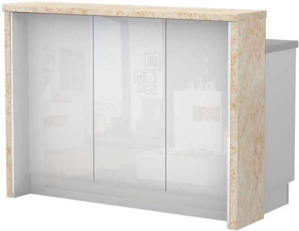 Πάγκος νησίδας Raval-Μήκος: 135 εκ.-Λευκό γυαλιστερό-Latino Marble