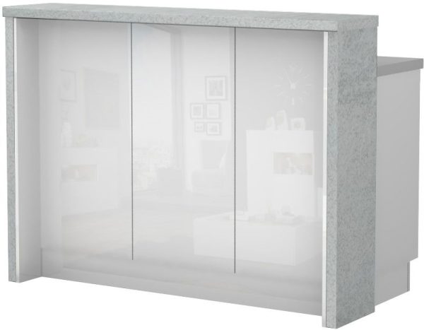 Πάγκος νησίδας Raval-Μήκος: 135 εκ.-Λευκό γυαλιστερό-Chromix Silver