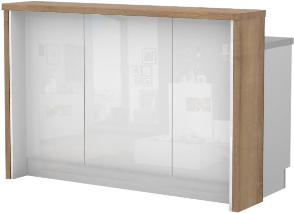 Πάγκος νησίδας Raval-Μήκος: 150 εκ.-Λευκό γυαλιστερό-Pacific Wallnut