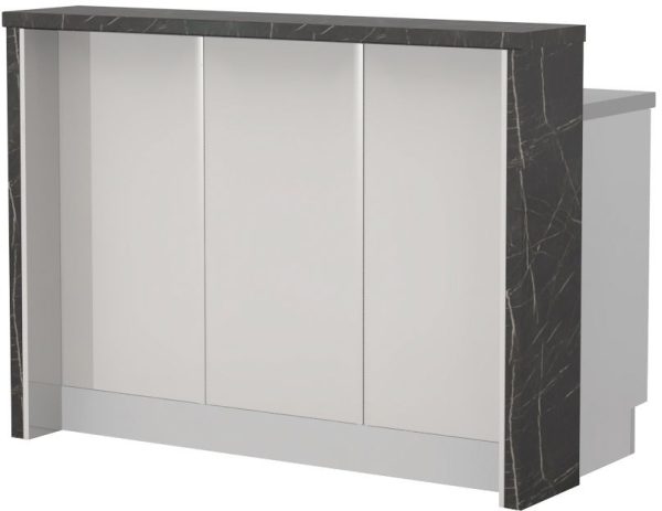 Πάγκος νησίδας Modena-Μήκος: 135 εκ.-Λευκό γυαλιστερό-Black Stone