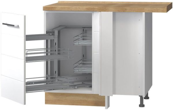 Επιδαπέδιο γωνιακό ντουλάπι Hudson R-UG-1KMC-Λευκό - Λευκό γυαλιστερό-Αριστερά