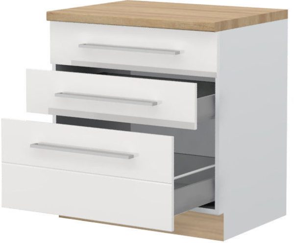 Επιδαπέδιο ντουλάπι Hudson R-80-3MBOX-Λευκό - Λευκό γυαλιστερό