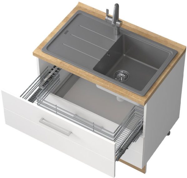 Επιδαπέδιο ντουλάπι Hudson R-90-2MZ-Λευκό - Λευκό γυαλιστερό